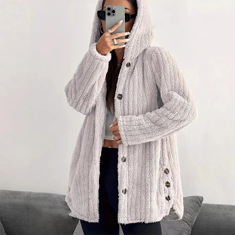 ❄️ Women's Loose-Fit Hooded Plush Jacket